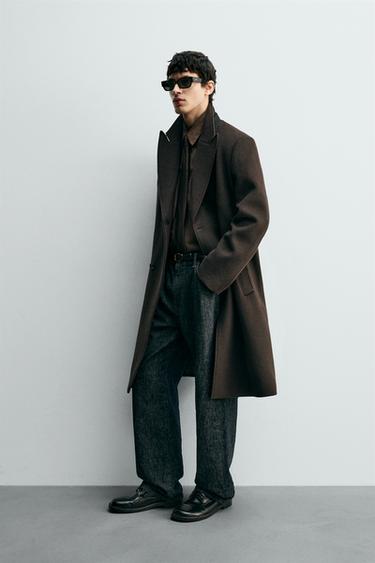 MANTEAU CROISÉ AVEC LAINE - Marron de Zara - Image 3
