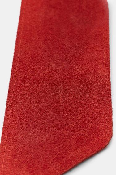 CEINTURE EN DAIM 100% À BOUCLE CIRCULAIRE - Rouge orangé de Zara - Image 3