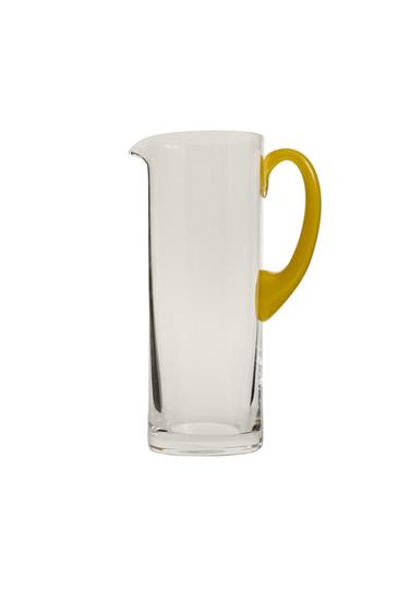 CRYSTALLINE JUG WITH COLOURED HANDLE - Yellow by Zara