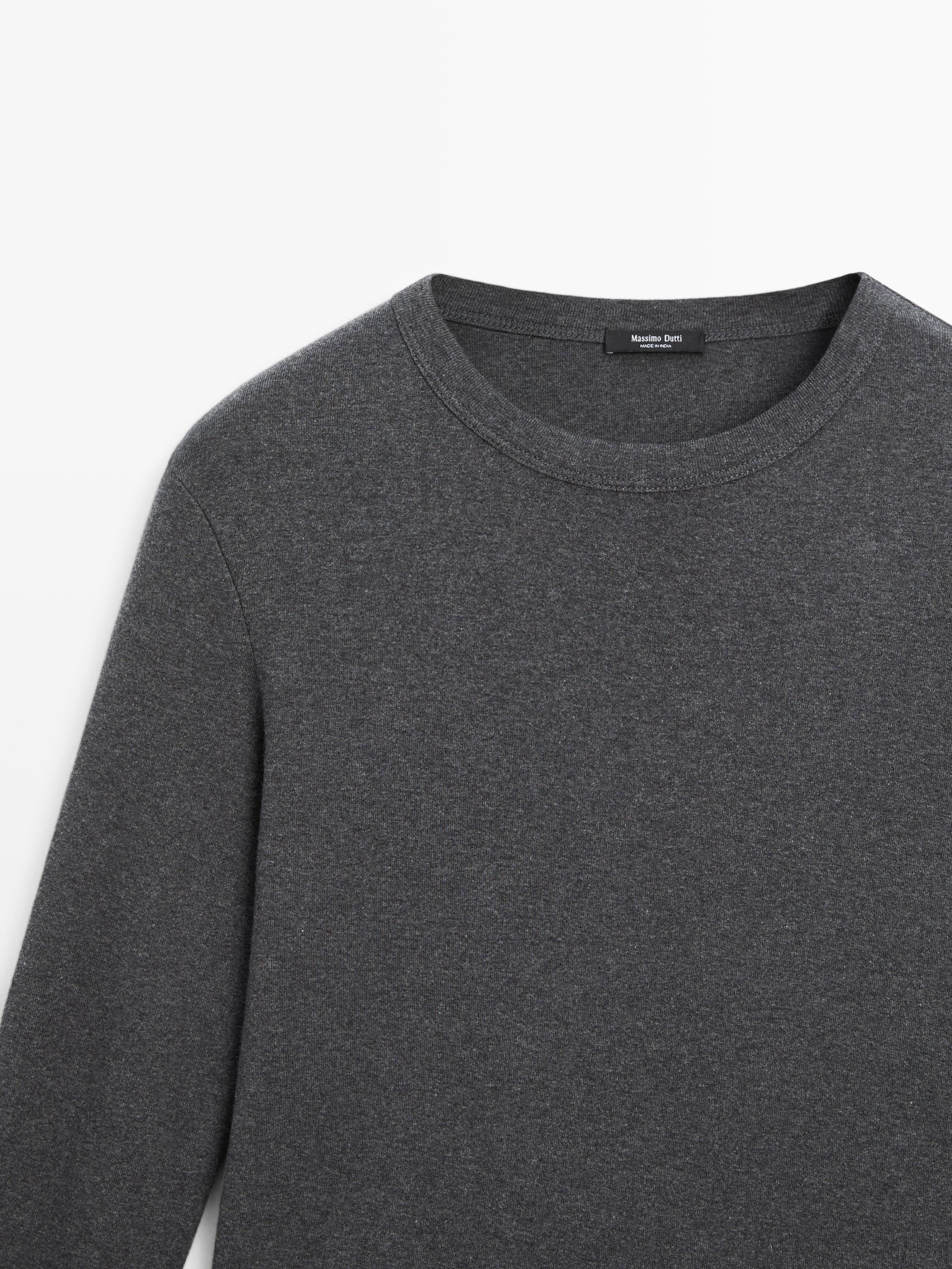 Ribbed long sleeve melange T-shirt