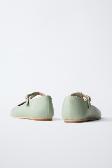 T-BAR LEATHER BALLET FLATS - LIMITED EDITION - Green by Zara - Image 4