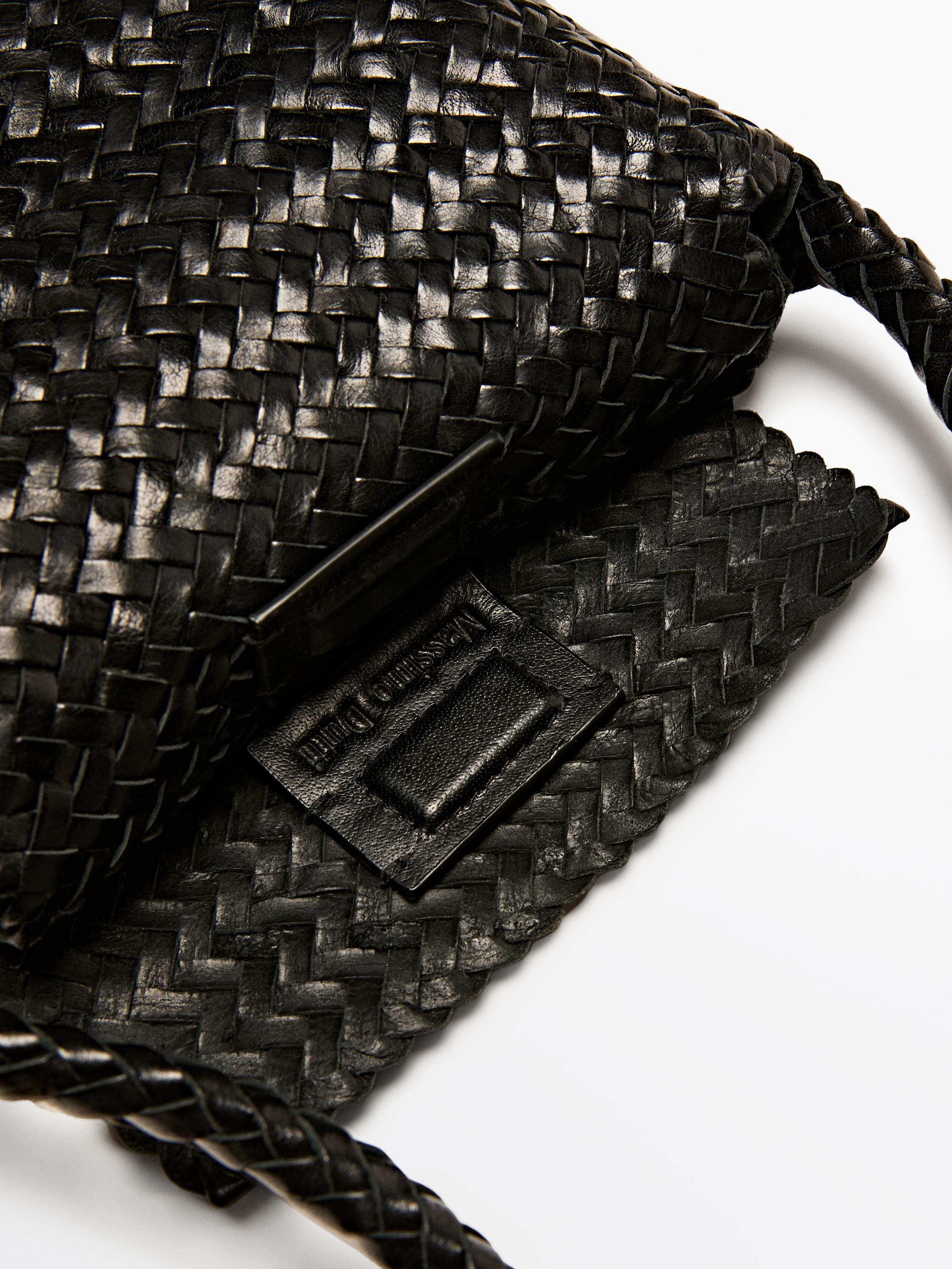 Braided nappa leather crossbody bag