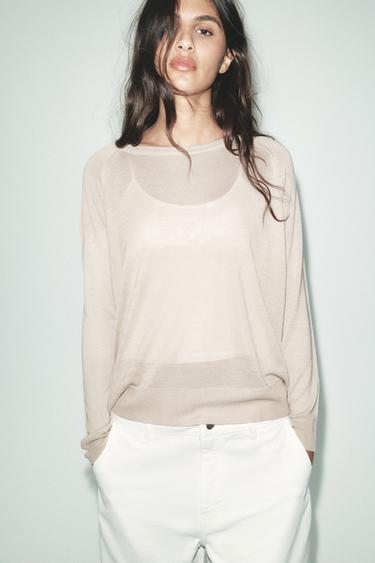 BASIC KNIT SWEATER - Light mink by Zara