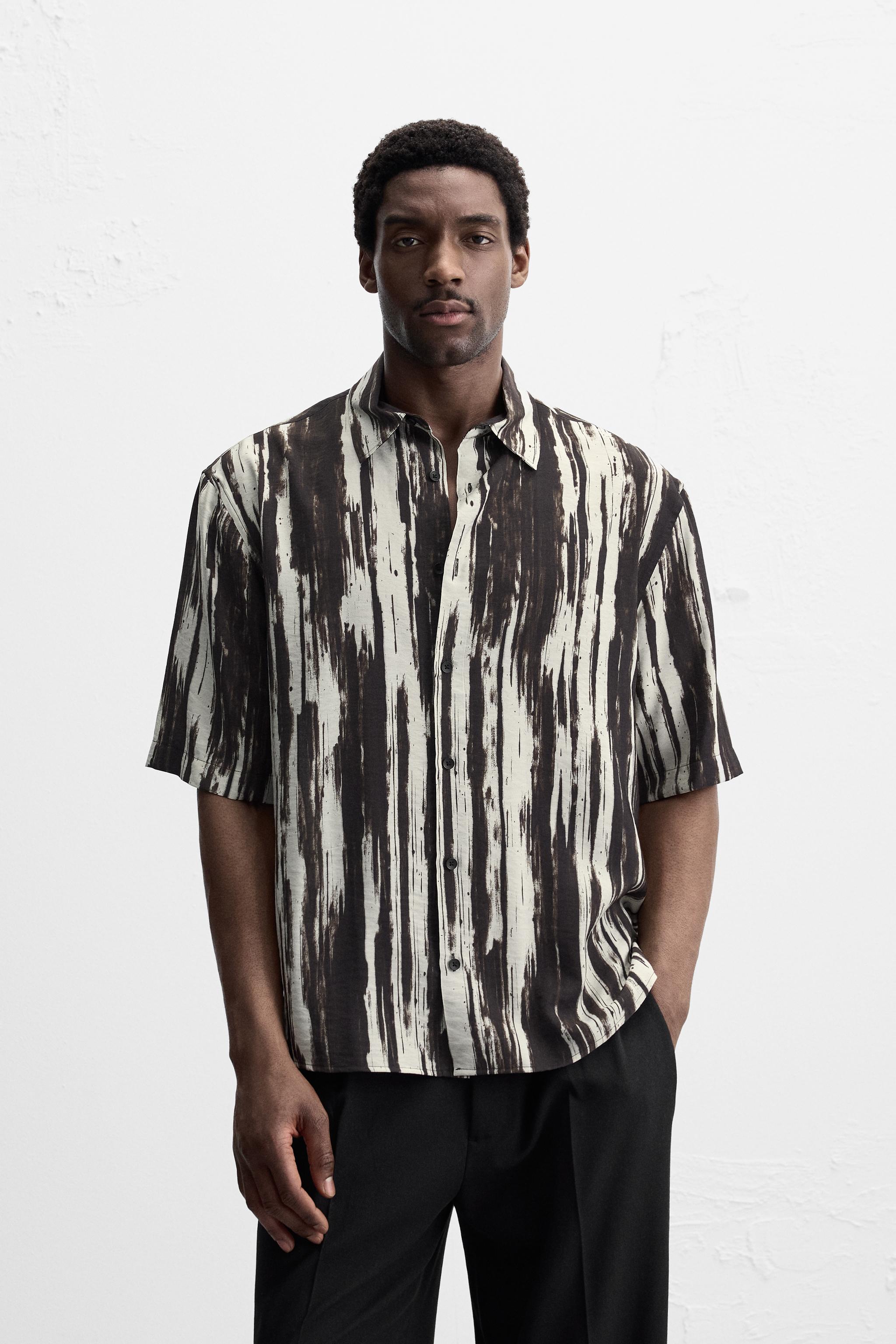 ABSTRACT PRINT SHIRT - Black / White | ZARA Thailand