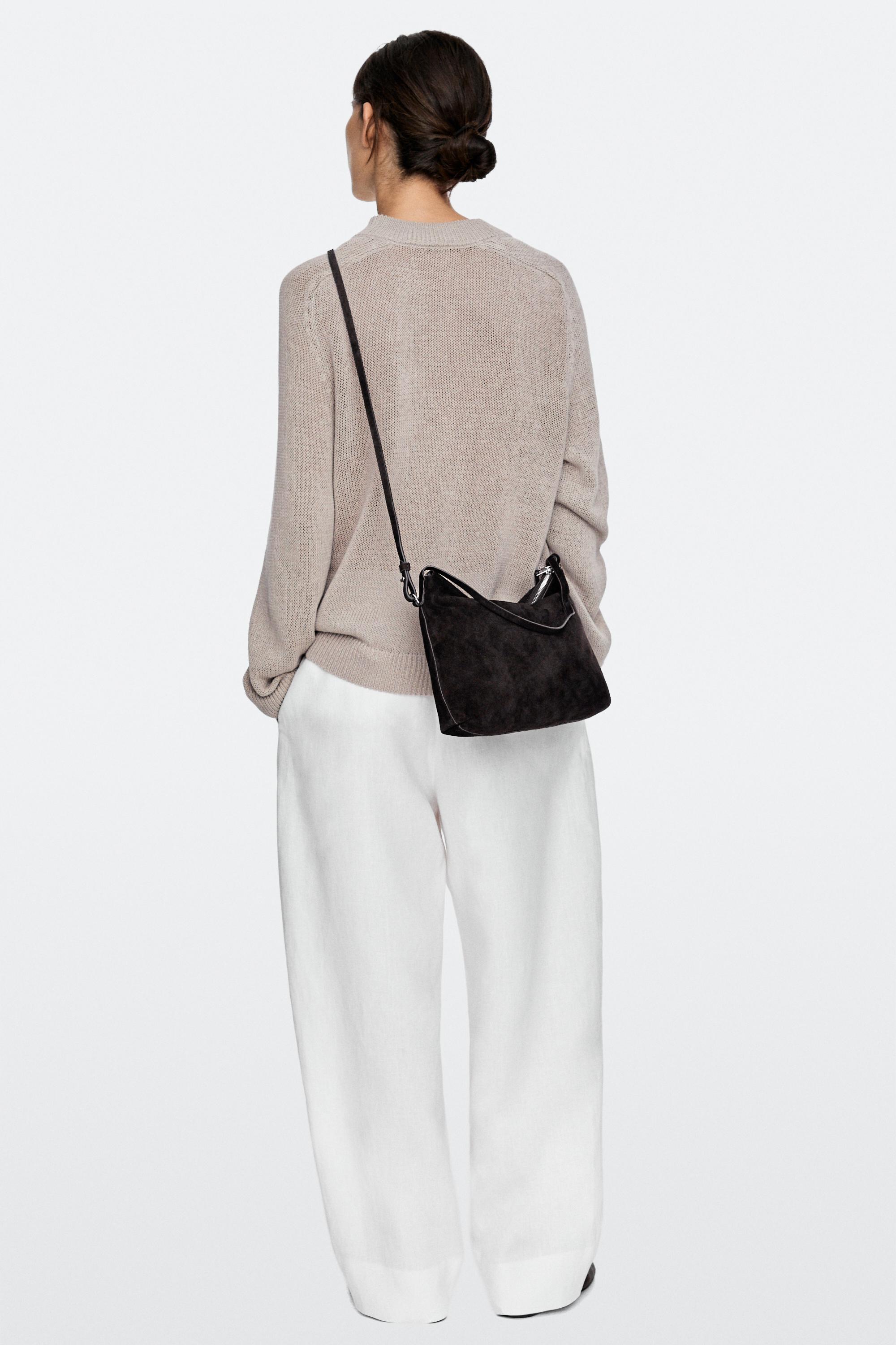 Sac à bandoulière moyen en croûte de cuir