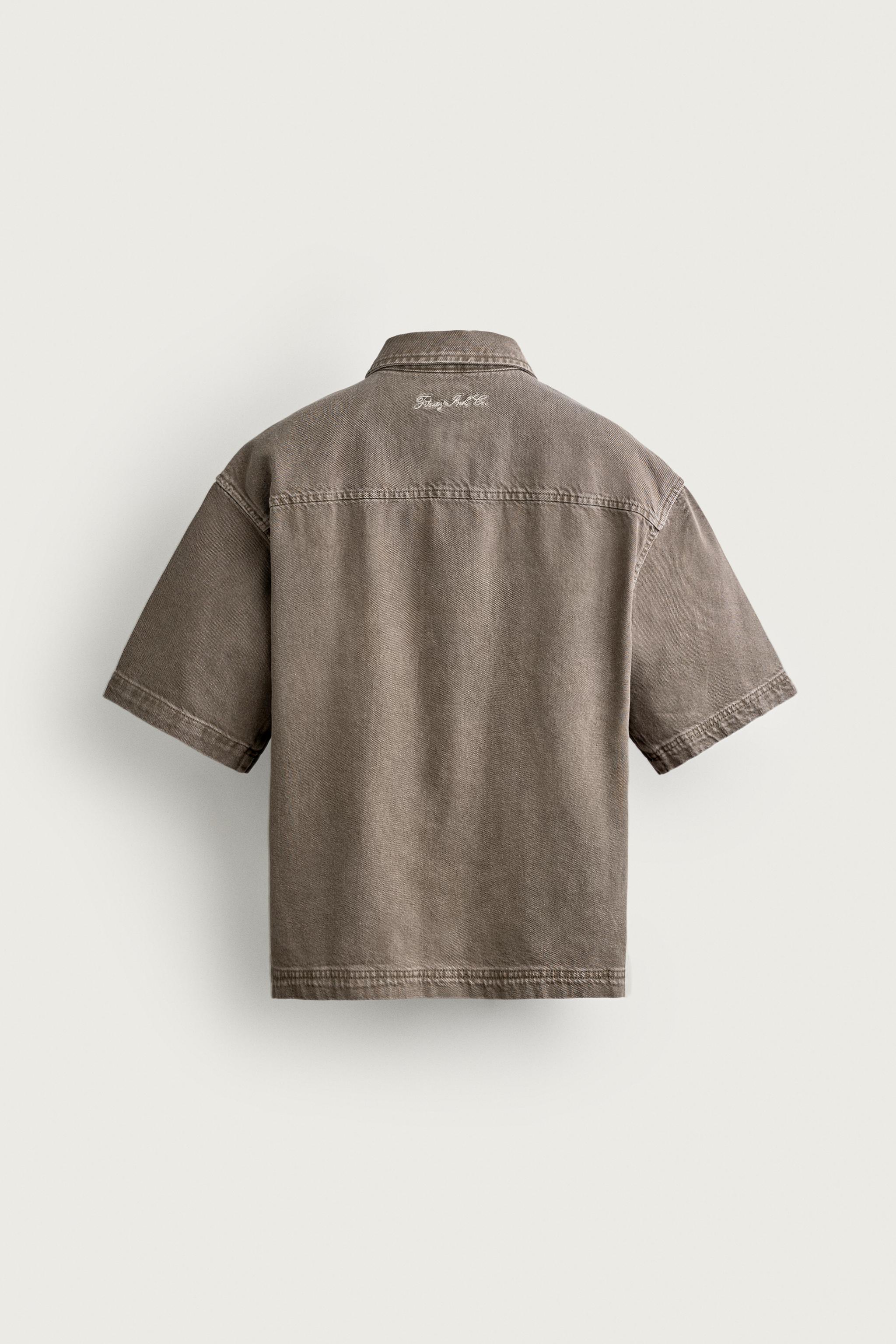 Zara EMBROIDERED PATCH BOXY FIT OVERSHIRT — фото 8