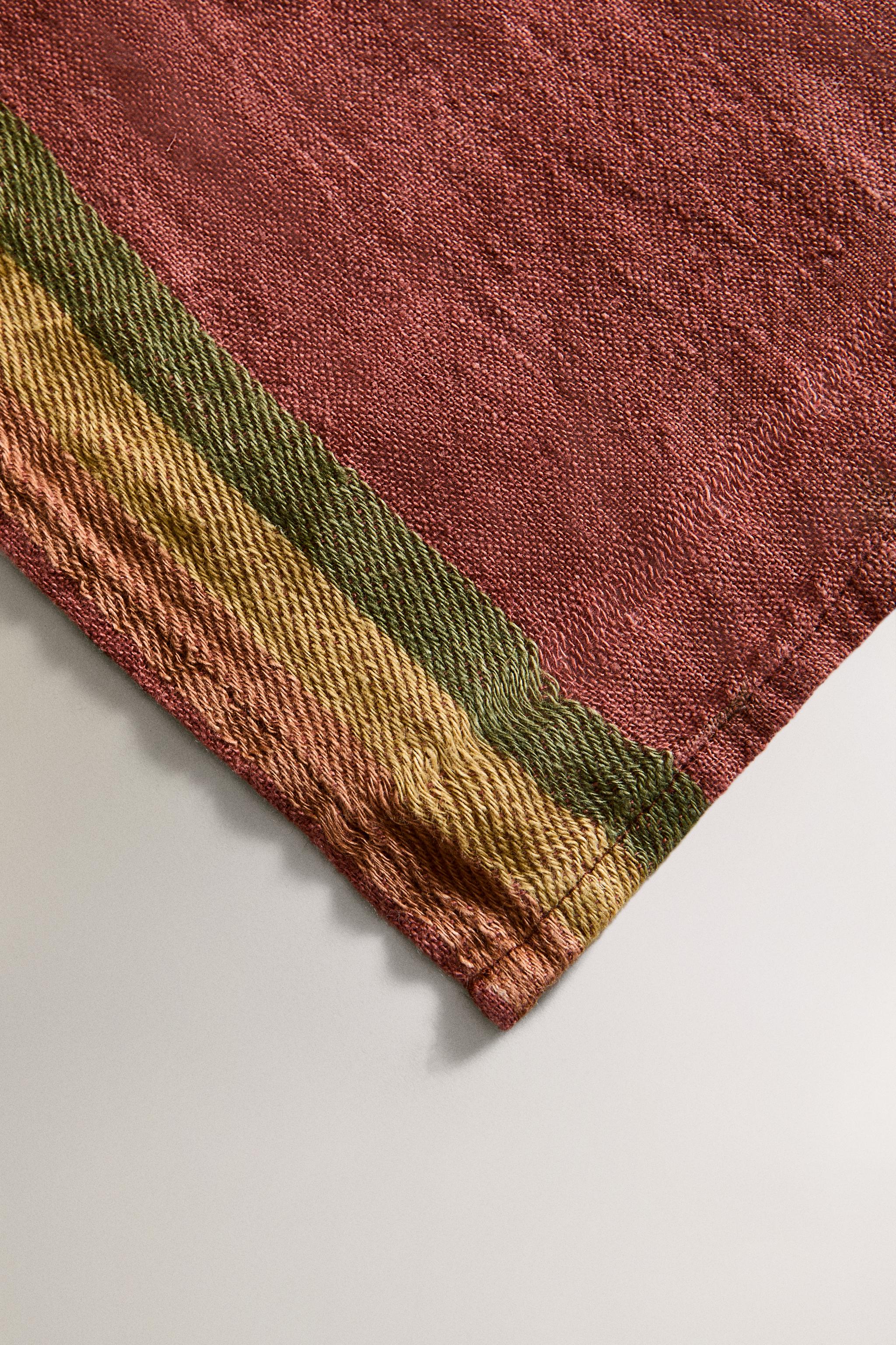 NAPPE LIN ÉPAIS RAYURES COLORÉES