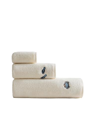 BADEHANDTUCH MIT STRANDMOTIVEN - Elfenbein farben von Zara