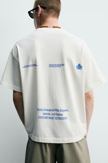 CONTRAST PRINTED SLOGAN T-SHIRT - White by Zara - Image 4