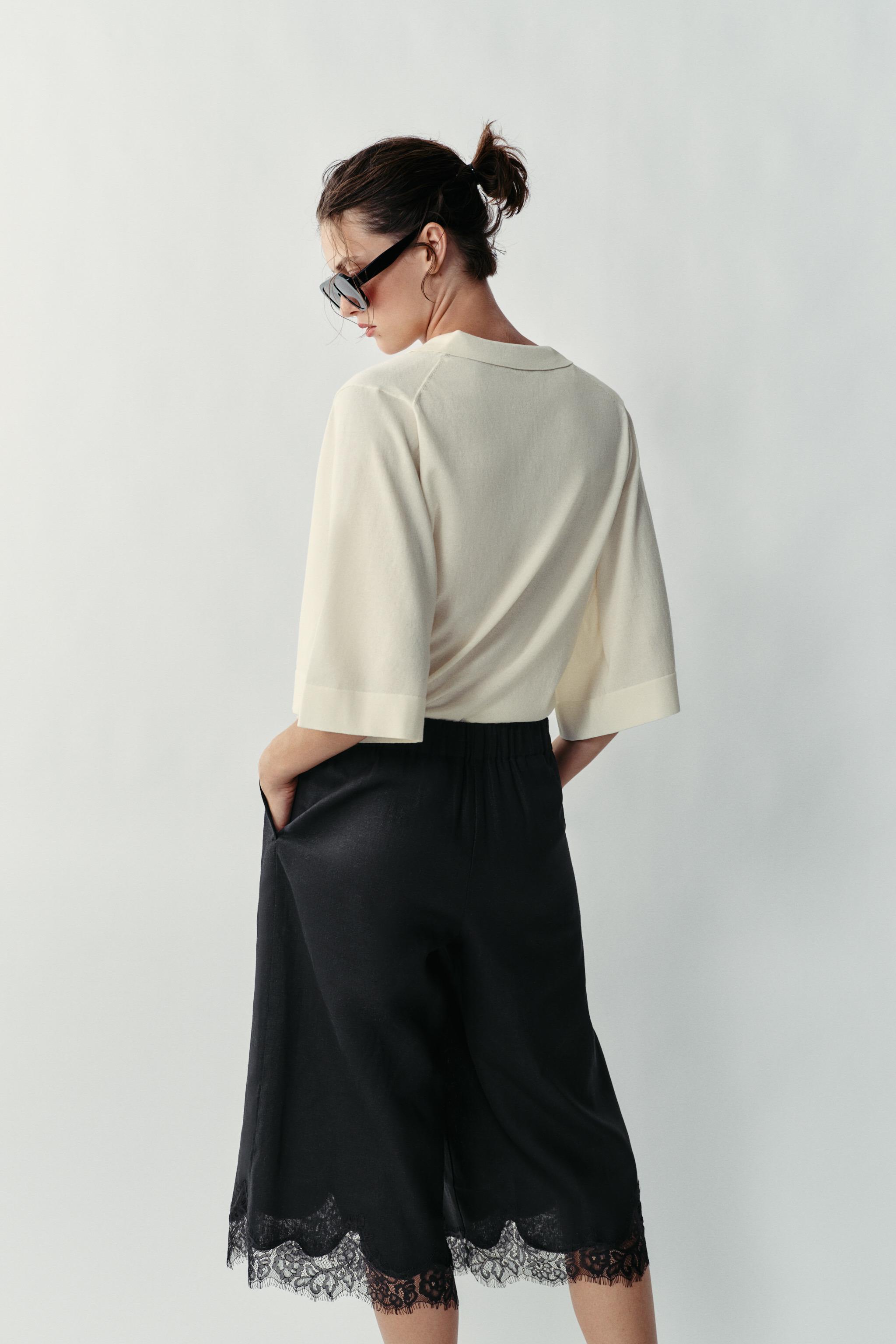 LONG LINEN LACE SHORTS