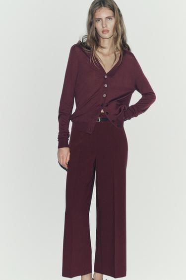 ZW COLLECTION BELTED CULOTTES - Burgundy by Zara - Image 0