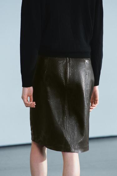 ZW COLLECTION 100% LEATHER SHORT SKIRT — Dark brown 2