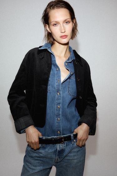 ZW COLLECTION CORDUROY JACKET - Black by Zara