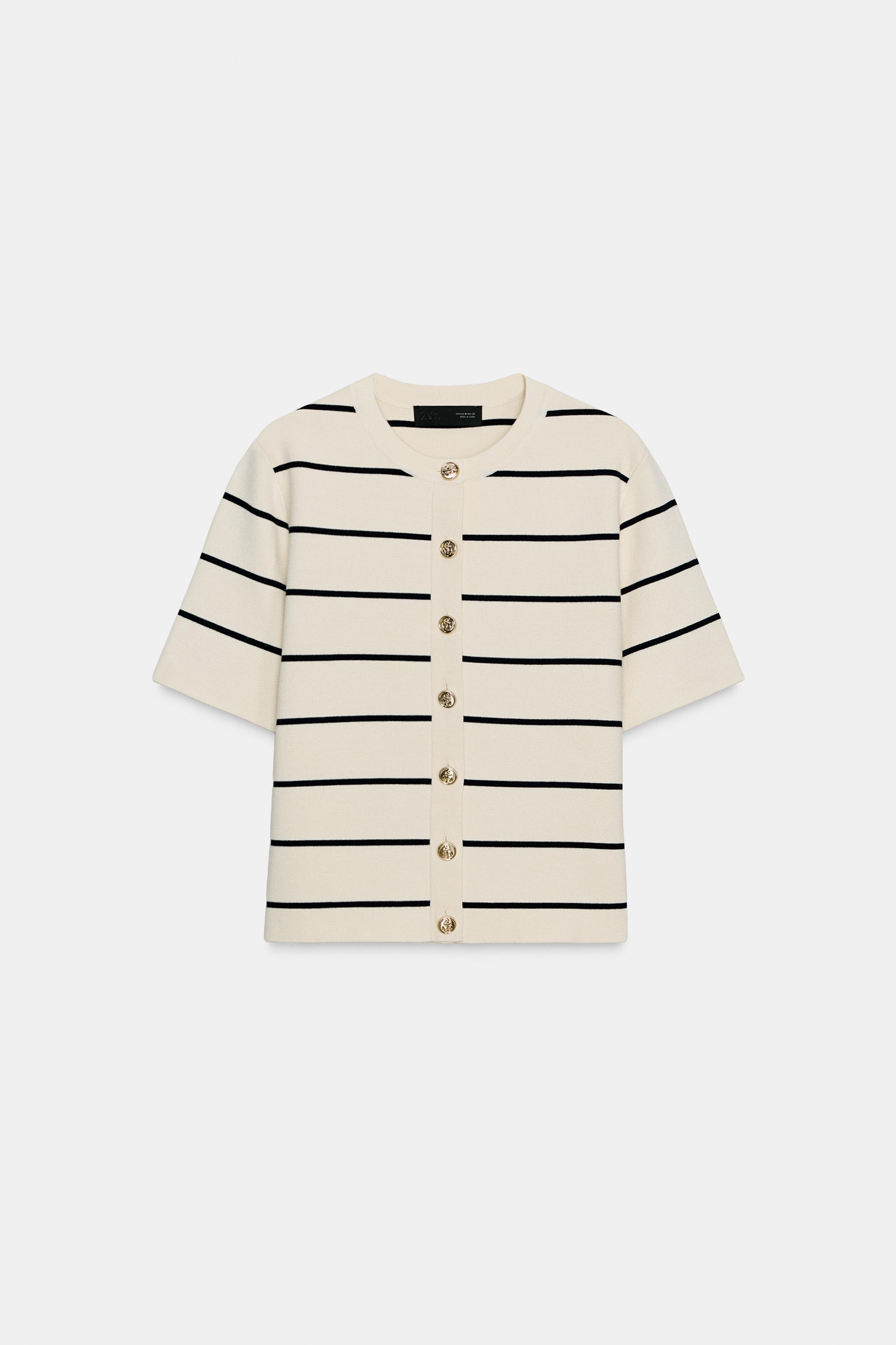 KISA KOLLU ÇİZGİLİ TRİKO HIRKA