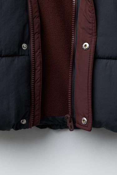 MANTEAU MATELASSÉ POLAIRE COLOR BLOCK DÉPERLANT - Bleu marine de Zara - Image 6