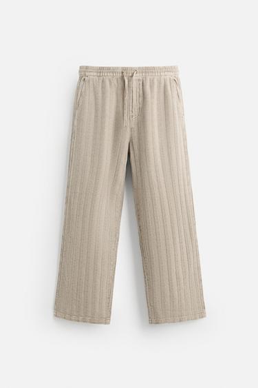 PANTALÓN RELAXED FIT JACQUARD - Tostado de Zara