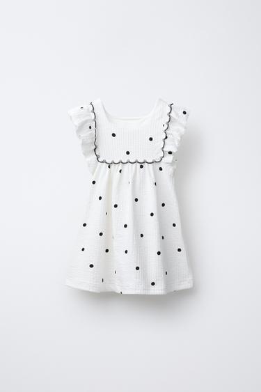 TEXTURED POLKA DOT DRESS - Oyster-white by Zara - Image 0