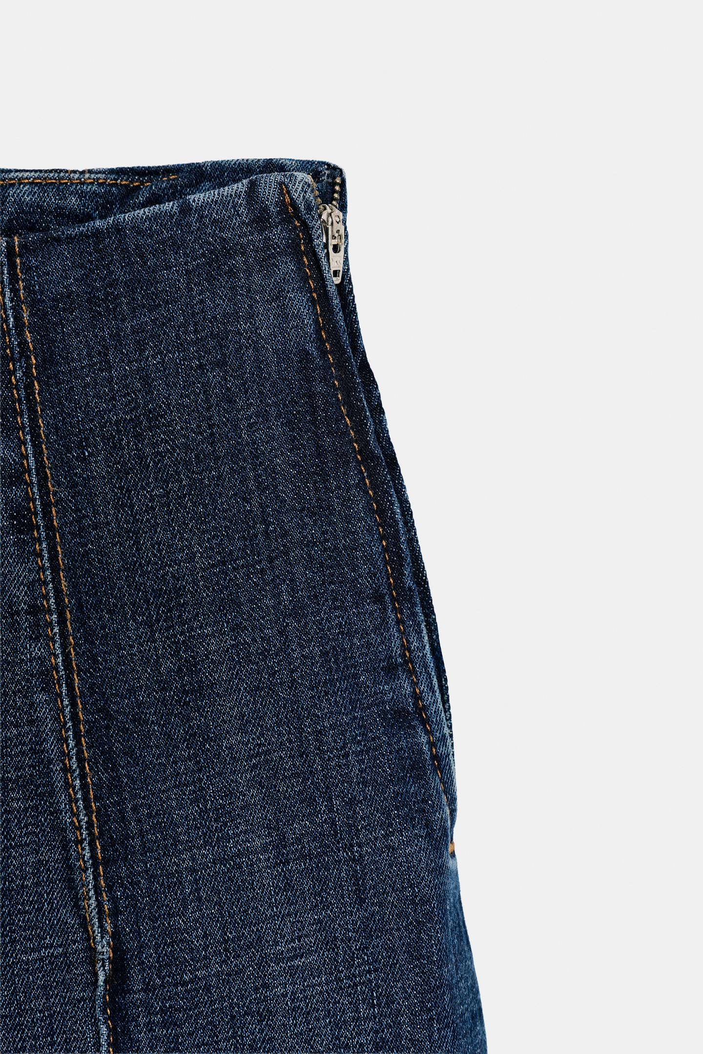 Женские джинсы Zara Z1975 High-Rise Wide-Leg Waistbandless, цвет: Синий — фото 9