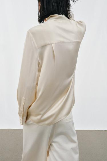 CHEMISE FLUIDE SATINÉE ZW COLLECTION - Écru de Zara - Image 2