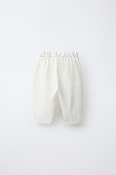 EMBROIDERED TROUSERS - Ecru by Zara - Image 1
