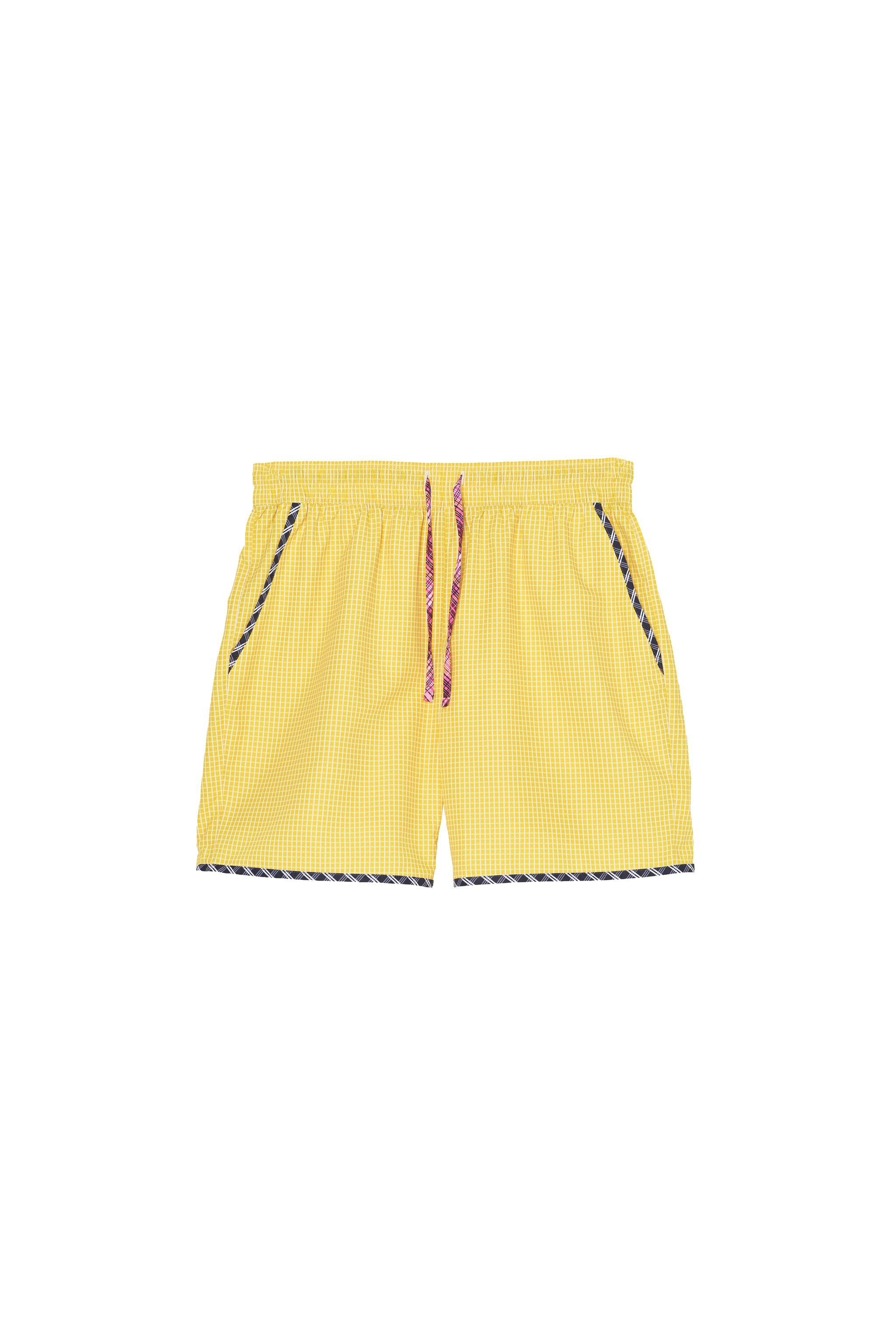 LONG CONTRAST PLAID SWIMSUIT — Yellow