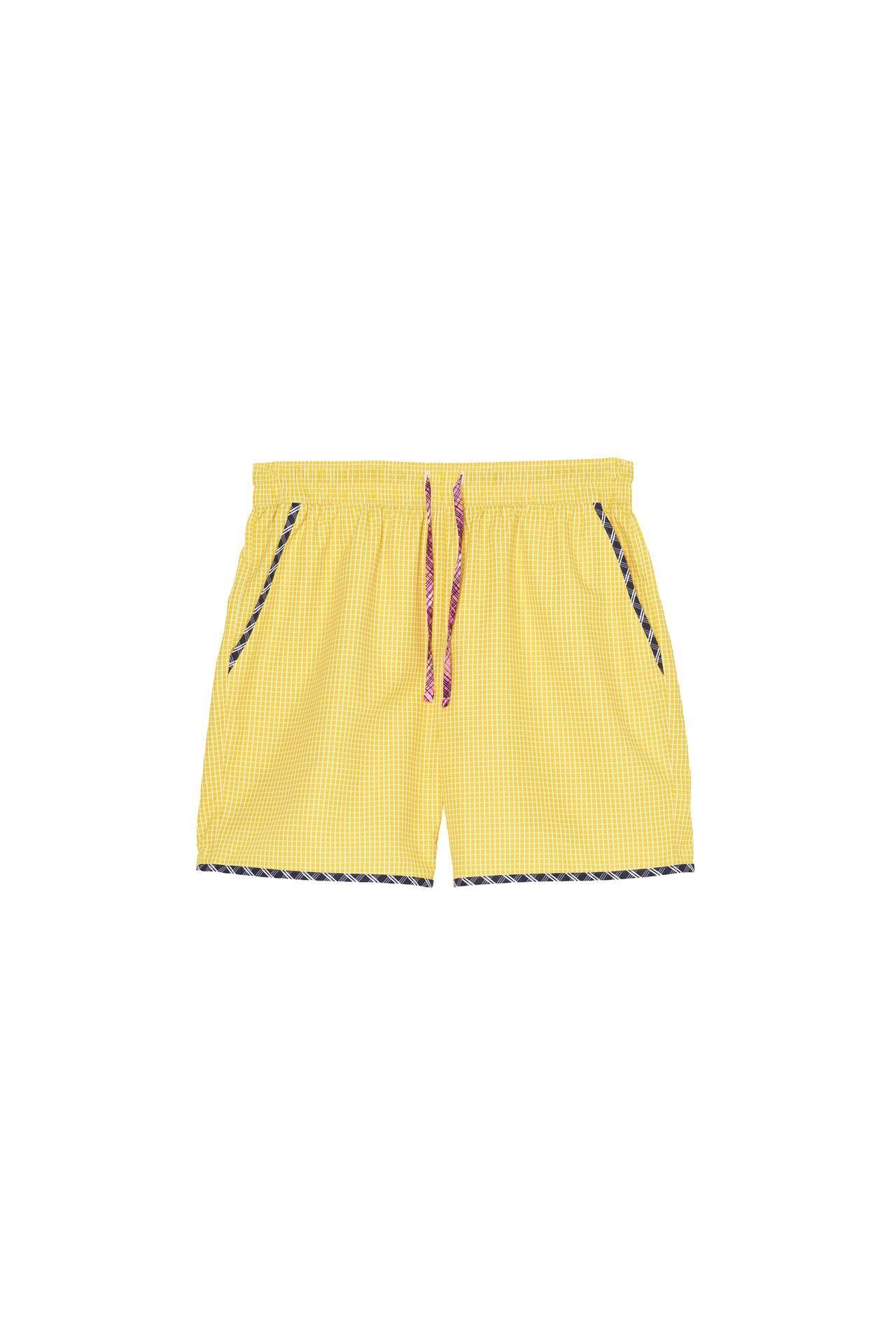 LONG CONTRAST PLAID SWIMSUIT — Yellow