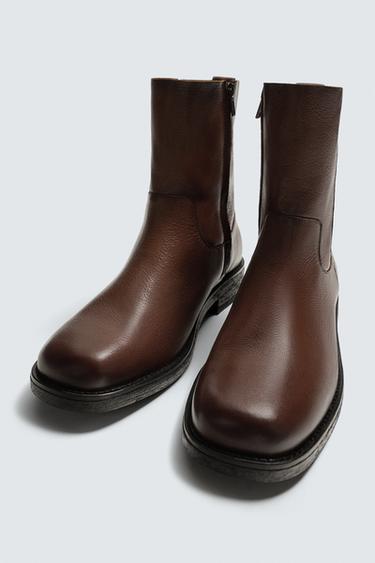 BOTTES EN CUIR - Marron de Zara - Image 4