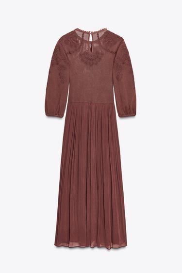 ZW COLLECTION COMBINED DRESS - Maroon by Zara - Image 6