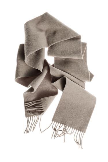 Zara 100% WOOL SCARF - Taupe gray