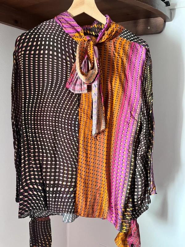 PRINTED BLOUSE WITH BOW - Image 4