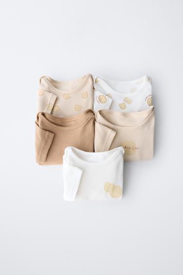 5-PACK OF BISCUIT PRINT BODYSUITS - camel by Zara
