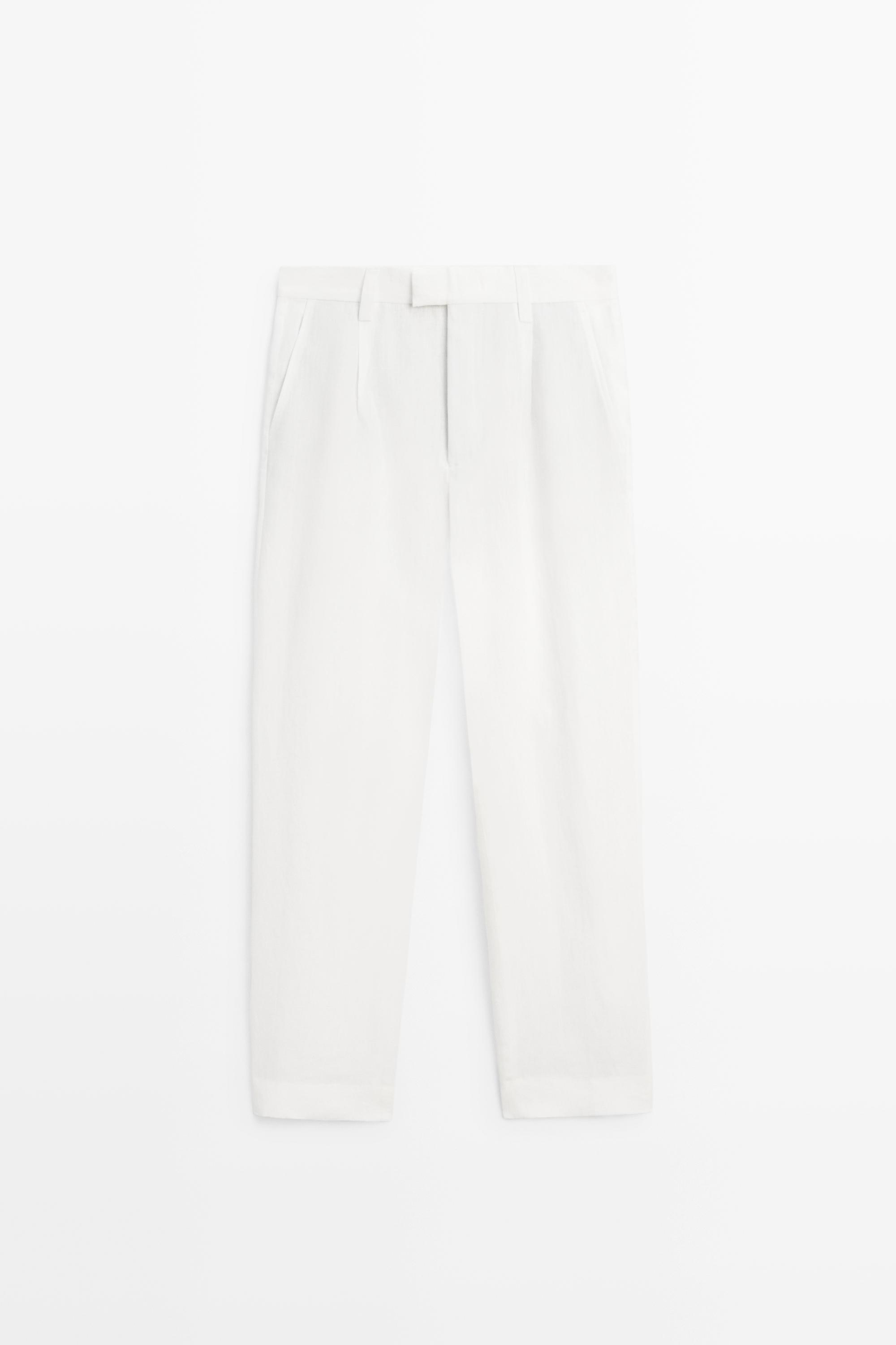 Pantalon détaillé à pinces 100 % lin