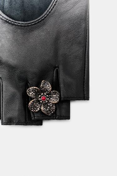 MITAINES COURTES EN CUIR AVEC FERMOIRS - Noir de Zara - Image 2