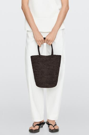 Mini raffia bucket bag — Brown 2