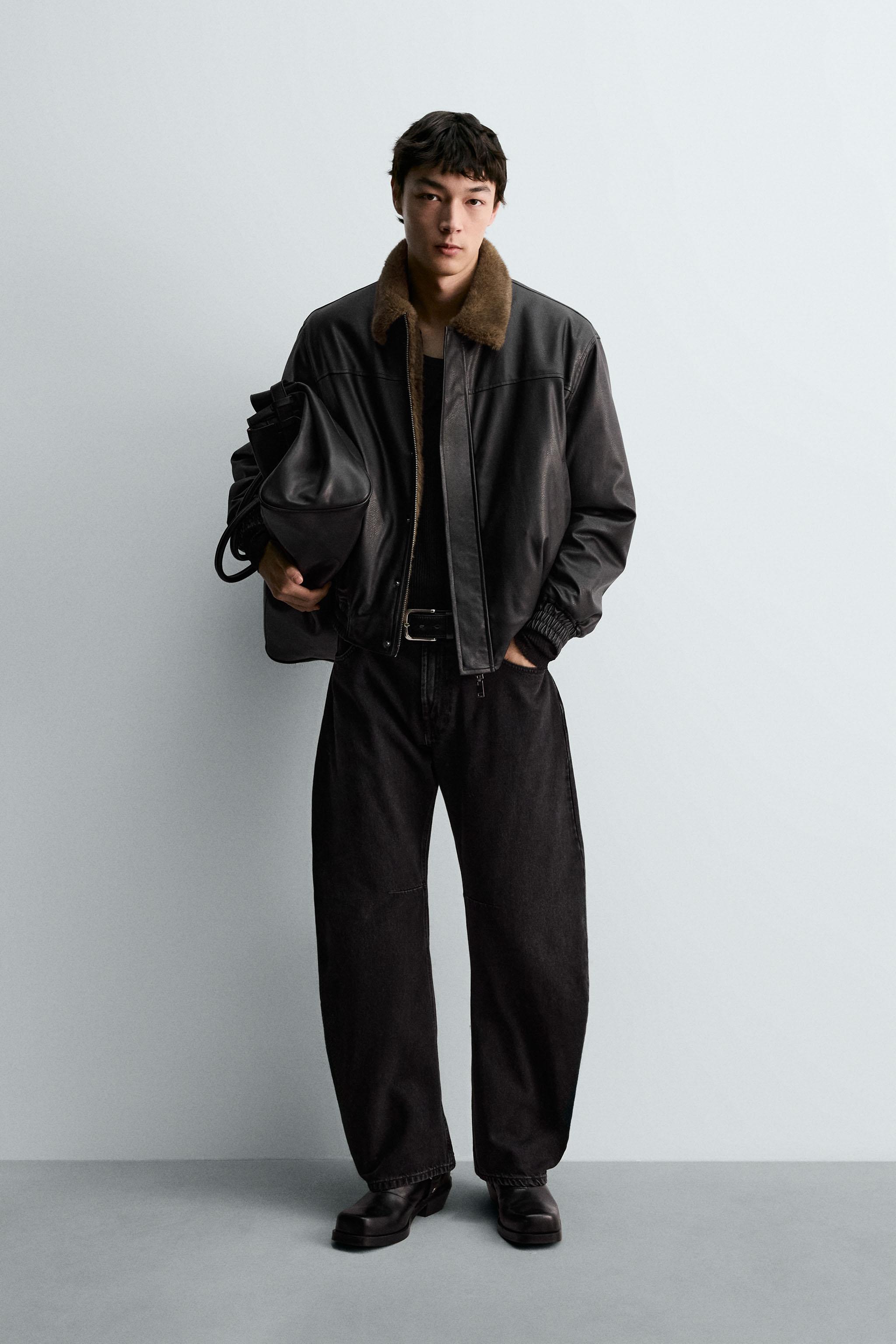 ZARA レザーブルゾン XL ブラック 中古・古着通販】ZARA (ザラ) レザーブルゾン ブラック サイズ