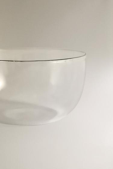 BOROSILICATE GLASS BOWL WITH SILVER RIM - Silver by Zara - Image 3