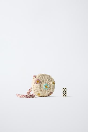 CROCHET CROSSBODY BAG WITH FLOWERS - Ecru White by Zara - Image 5