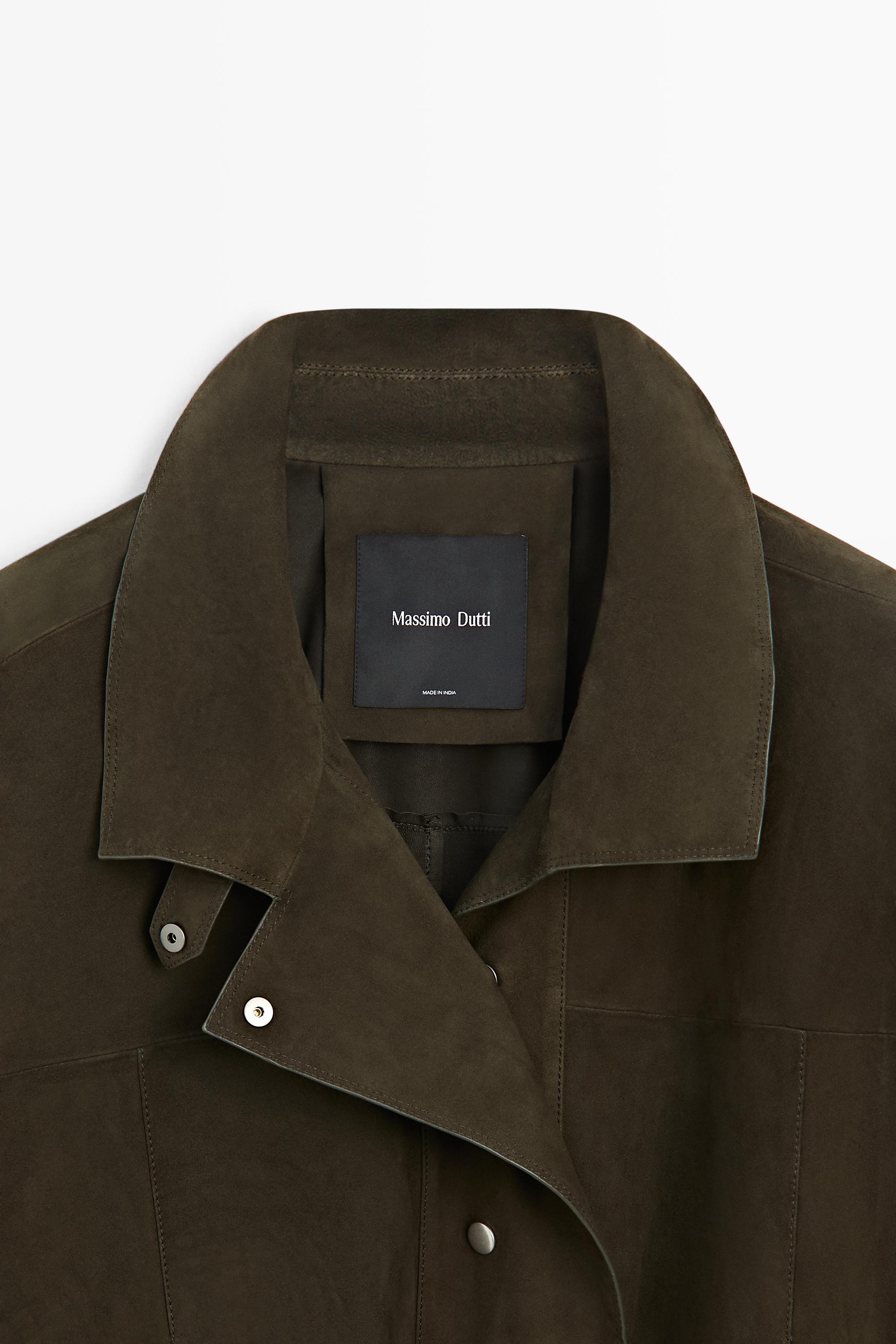 High-neck faux suede jacket