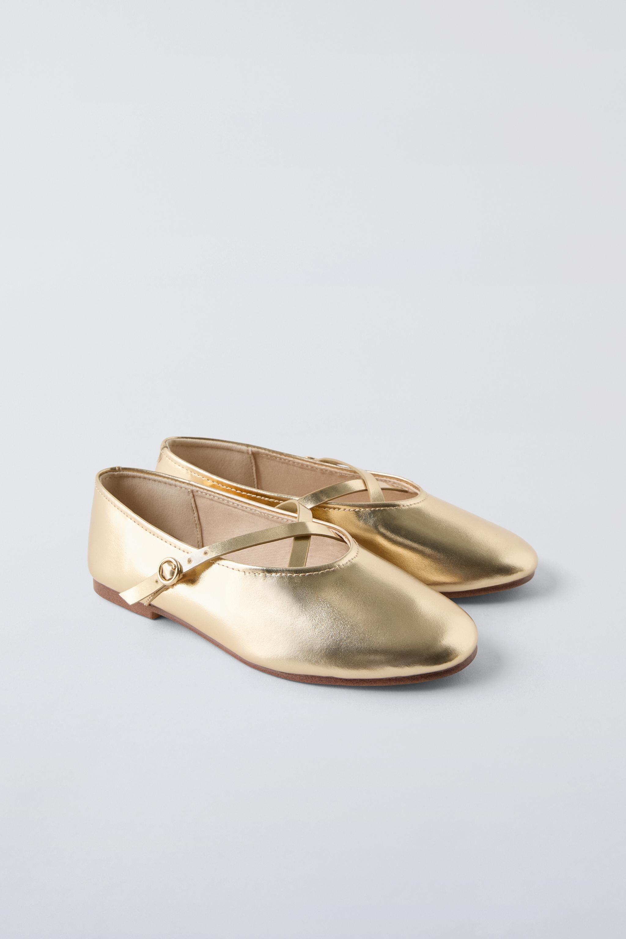 Gold ballerina shoes online