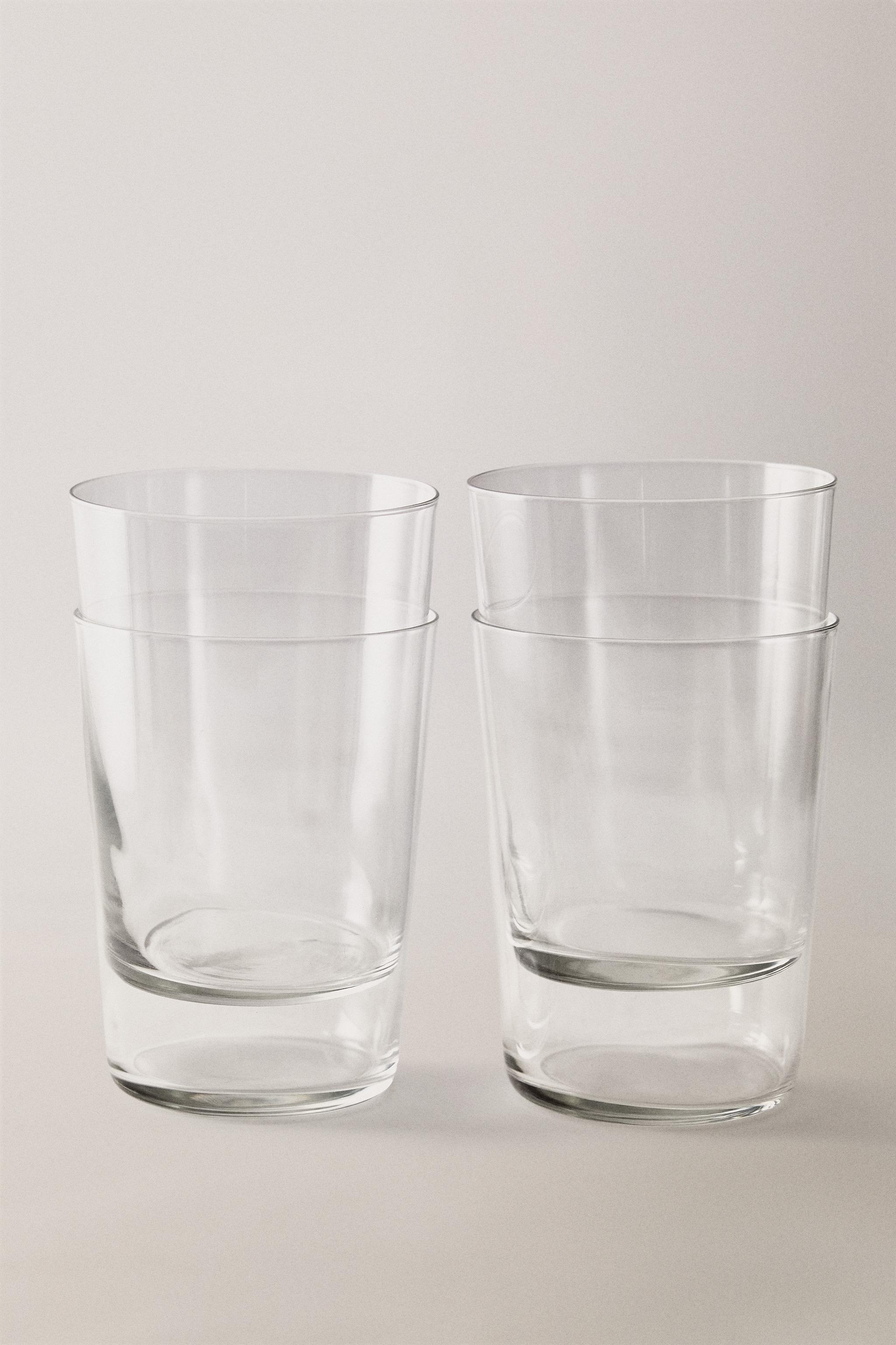 SET OF TALL GLASS TUMBLERS (SET OF 4) — Transparent
