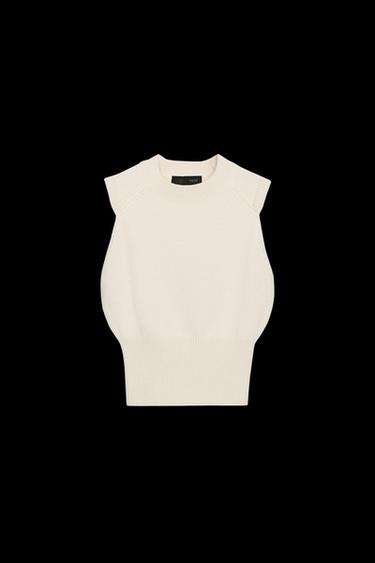 Zara SLEEVELESS KNIT TOP - Ecru
