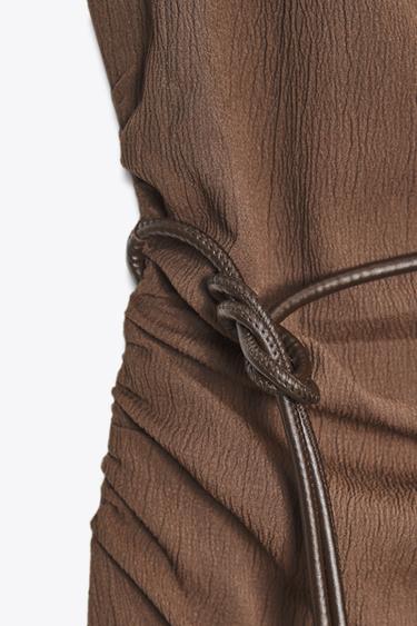 TEXTURED LONG DRESS - Brown by Zara - Image 8