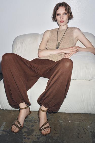 SANDALIA KITTEN TACHAS SERRAJE - Verde Oliva de Zara