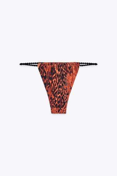 BAS DE BIKINI IMPRIMÉ CONTRASTE - Marron clair de Zara - Image 3