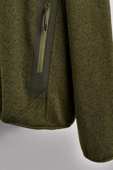 CONTRAST FLEECE KNIT CARDIGAN - Green by Zara - Image 2