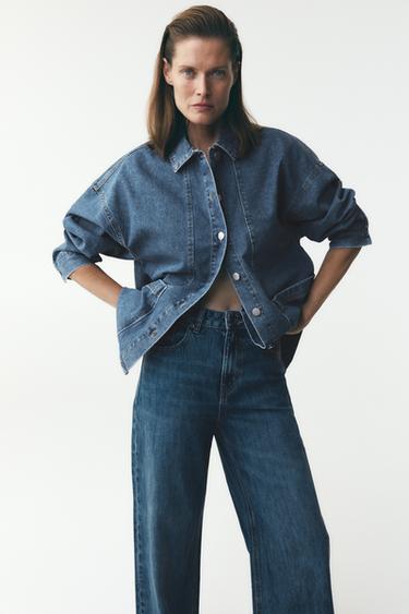 ZW COLLECTION DENIM OVERSHIRT WITH POCKETS - Blue by Zara