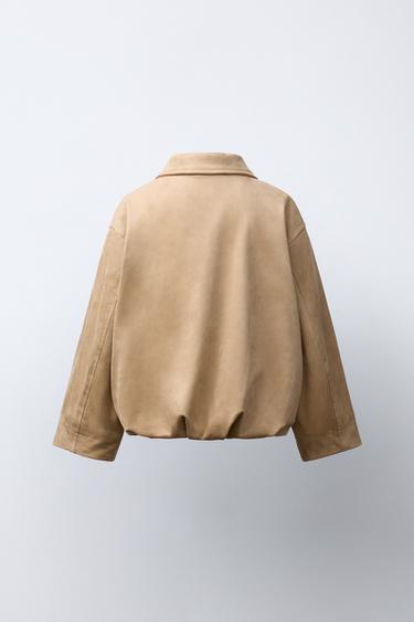 FAUX SUEDE BOMBER JACKET - Beige by Zara - Image 3