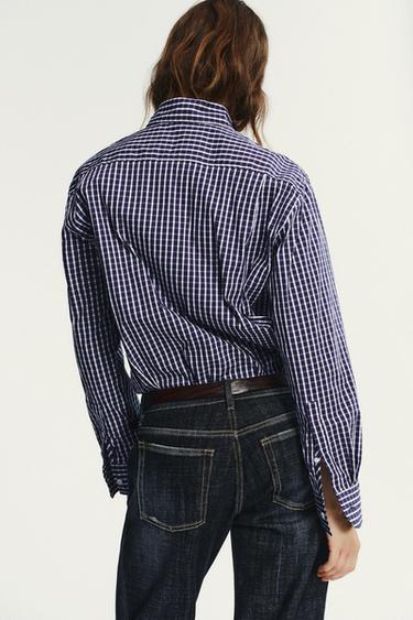 CHECK POPLIN SHIRT - Blue/White by Zara - Image 4