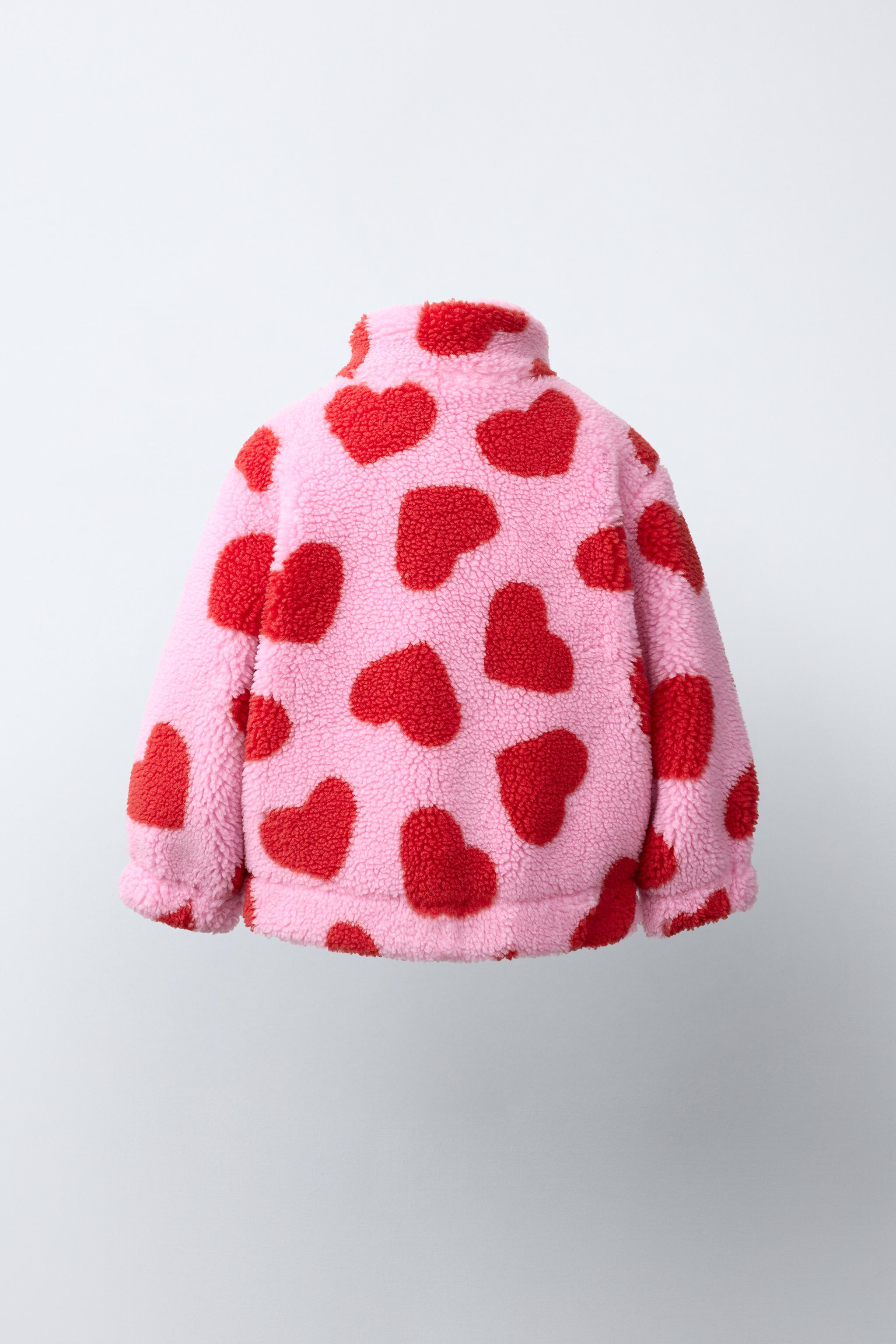 Детские куртки Zara HEART PRINT FAUX SHEARLING JACKET — фото 4