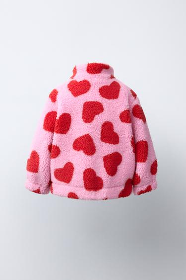 BLOUSON EFFET MOUTON IMPRIMÉ CŒURS - Rose de Zara - Image 3
